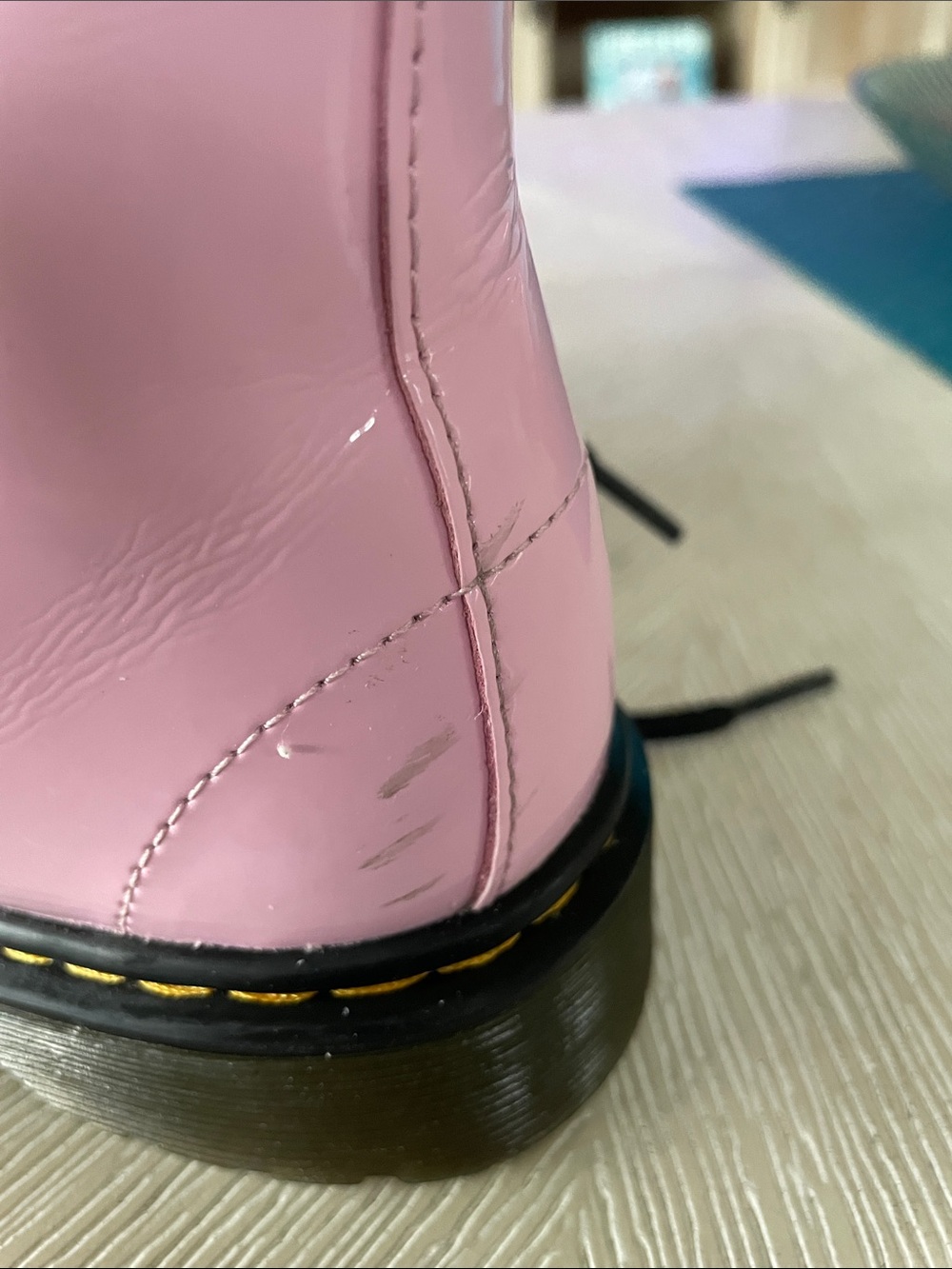 Dr. Martens 1460 J Pink Patent Leather Lace Up Side Zip Combat Boots US 13 UK 12 - Picture 4 of 10